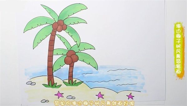 海边椰子树风景简笔画图片怎么画