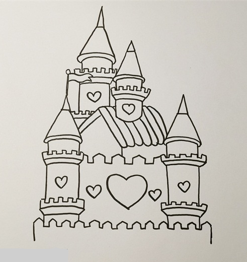 迪士尼城堡简笔画图片怎么画