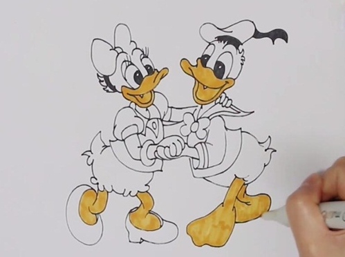 唐老鸭和黛丝简笔画图片怎么画