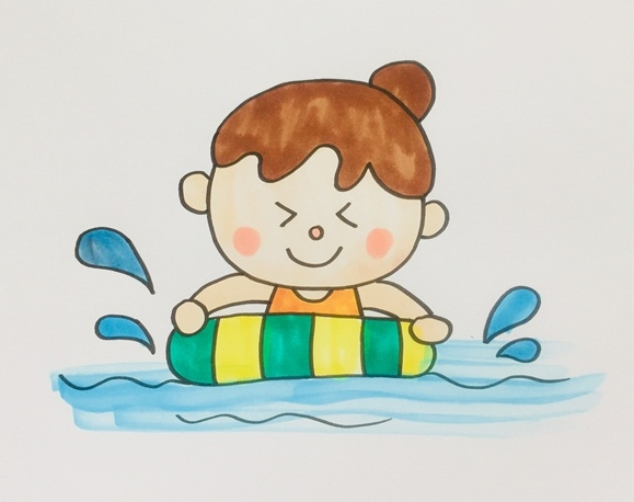 儿童游泳简笔画图片怎么画