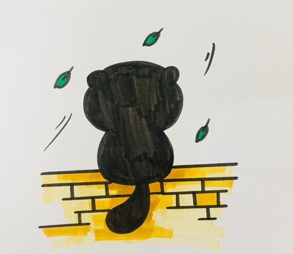 黑色猫咪背景简笔画图片怎么画