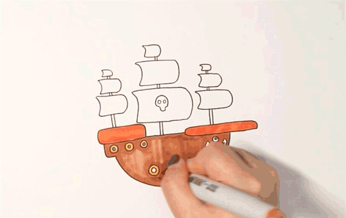 海盗船简笔画图片 船怎么画