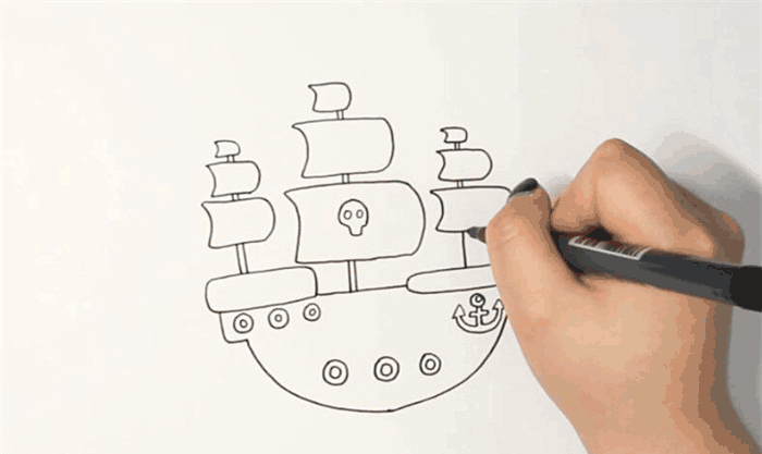 海盗船简笔画图片 船怎么画