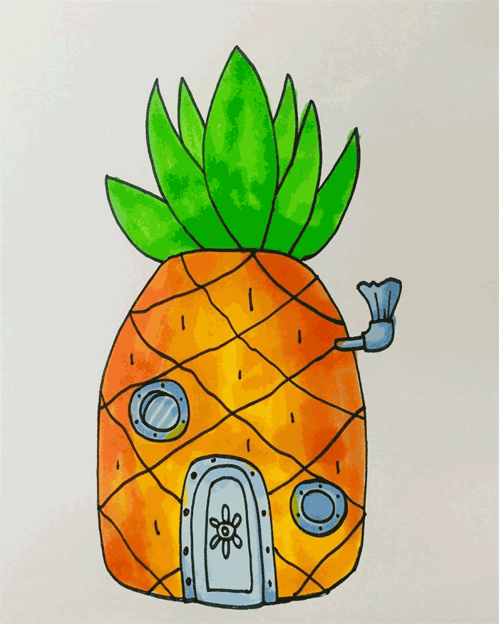 海绵宝宝菠萝屋简笔画图片 菠萝屋怎么画