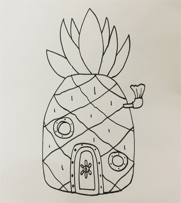 海绵宝宝菠萝屋简笔画图片 菠萝屋怎么画