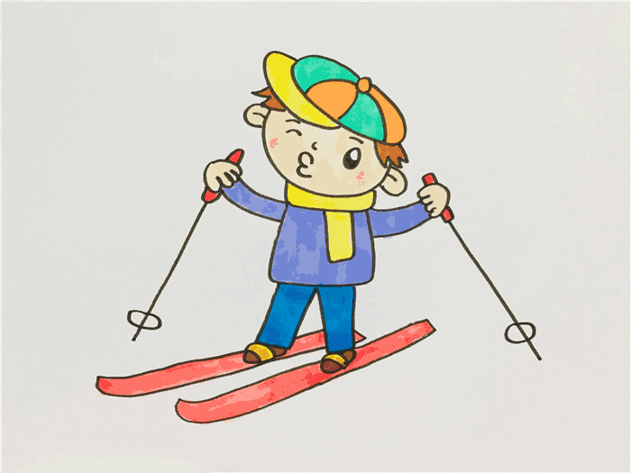 小朋友滑雪简笔画图片是怎么画的