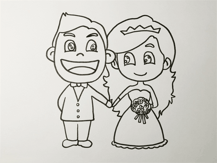 新娘和新郎简笔画图片是怎么画的