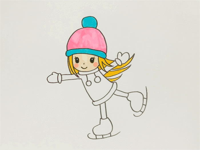 小女孩滑冰简笔画图片 女孩滑冰怎么画的