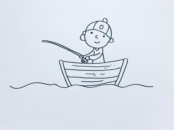 小孩钓鱼简笔画图片 小孩钓鱼怎么画的