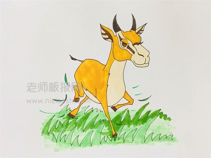 奔跑的羚羊简笔画图片 羊怎么画的