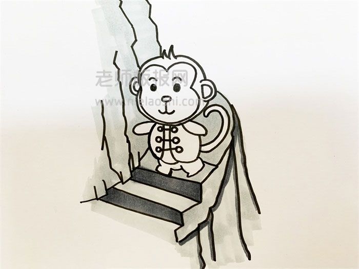 小猴子下山简笔画图片 猴子的画法