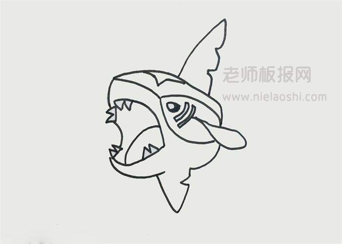 巨齿鲨简笔画图片 鲨鱼的画法