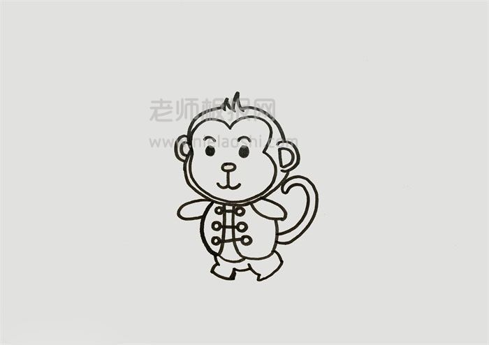 小猴子下山简笔画图片 猴子的画法