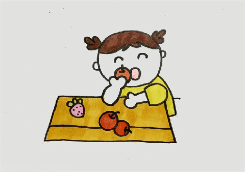 吃瓜果的人简笔画图片怎么画的