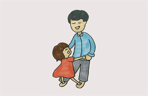 爸爸牵着女儿的简笔画图片  爸爸牵着女儿如何画的