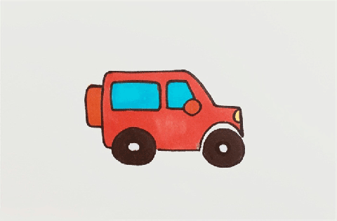 红色的车简笔画图片 车如何画