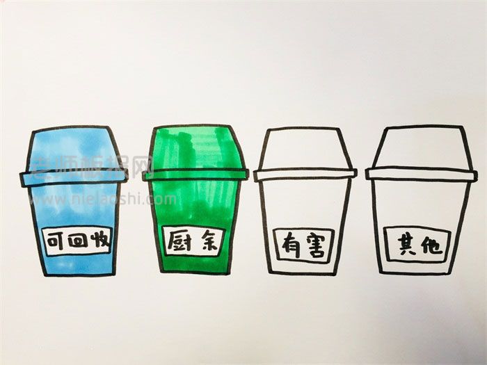 分类垃圾桶简笔画图片 分类垃圾桶怎么画的