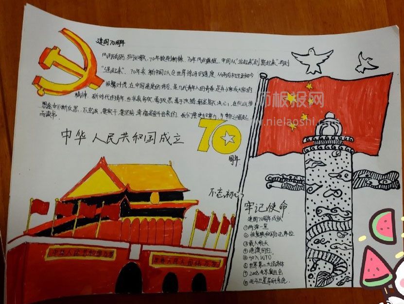 中华人民共和国成立70周年手抄报
