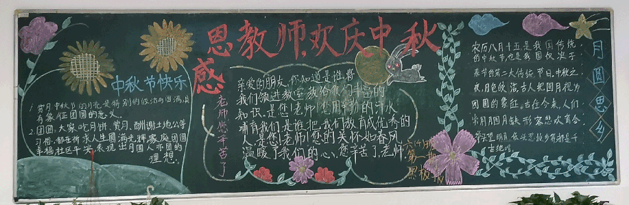 感恩教师 欢庆中秋黑板报图片