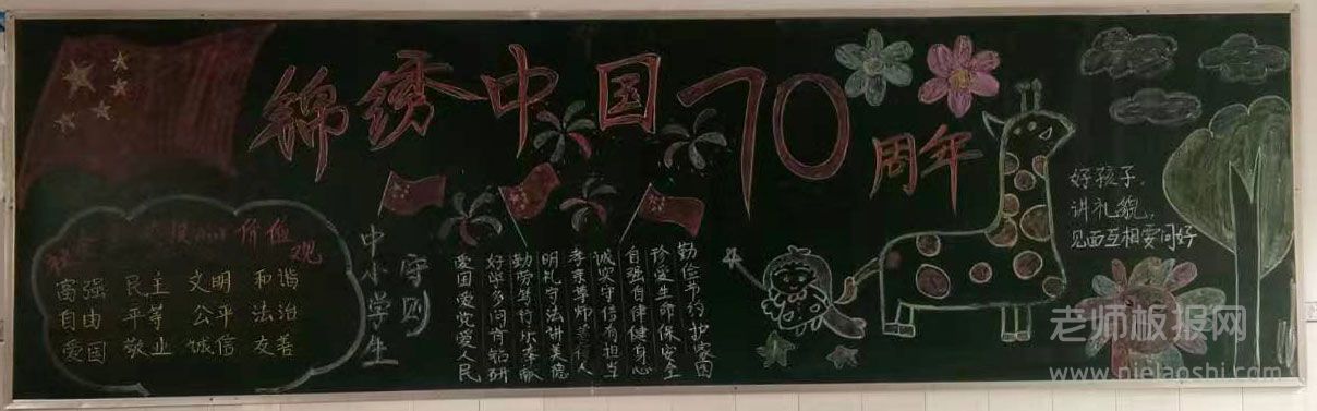 国庆节黑板报：锦绣中国70周年