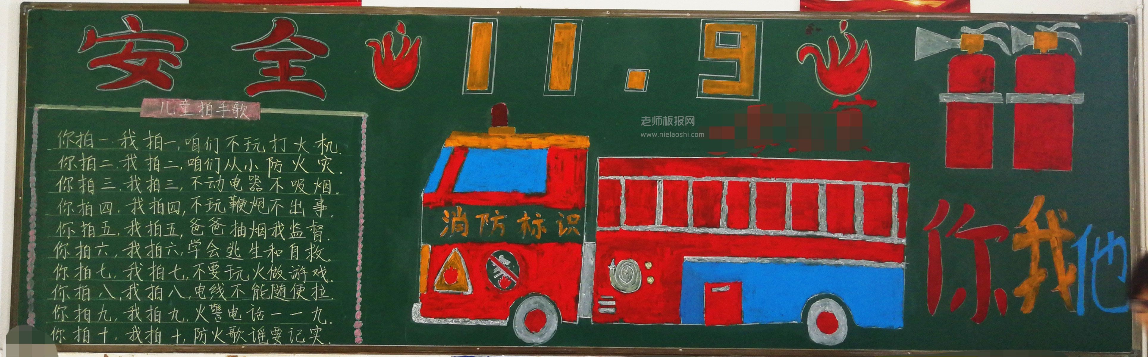 119消防安全黑板报图片