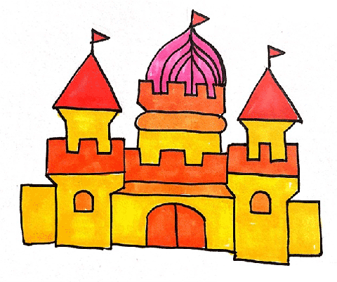 QQ红包城堡简笔画图片 城堡怎么画的