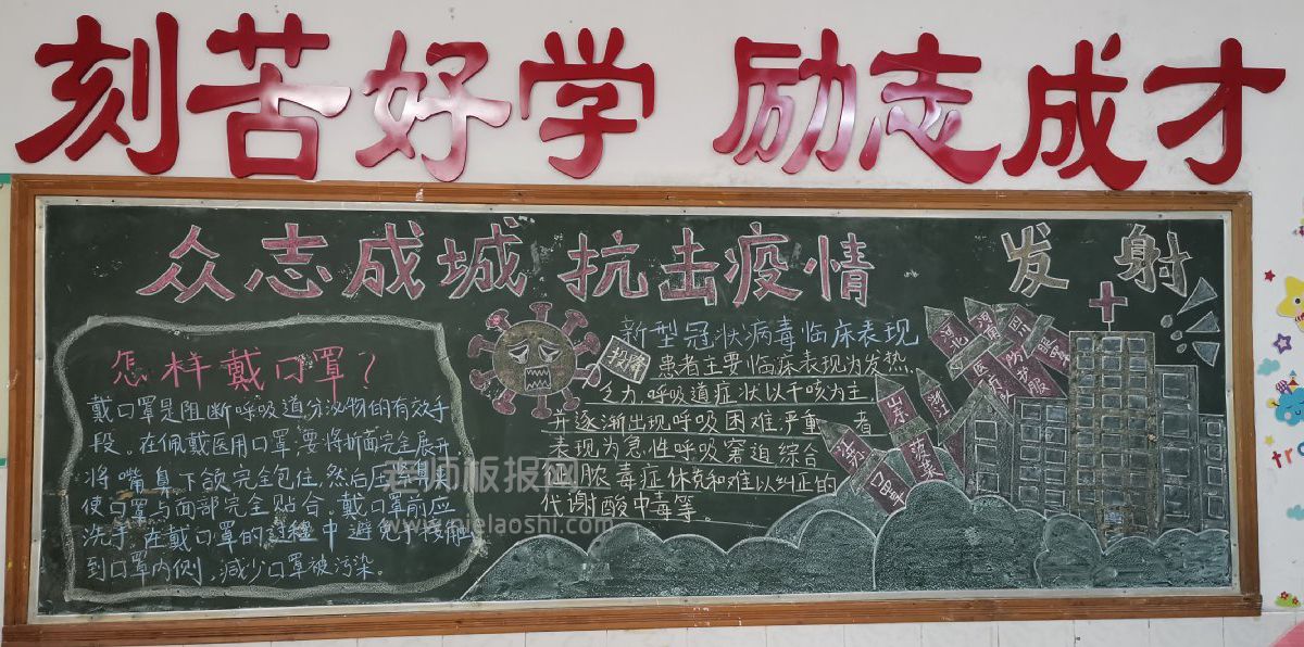 众志成城 抗击疫情黑板报图片 中国加油