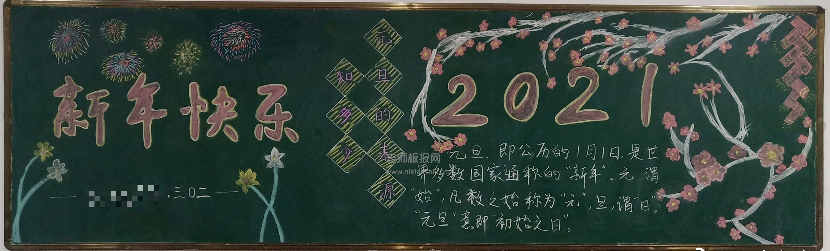 2021新年元旦快乐黑板报图片