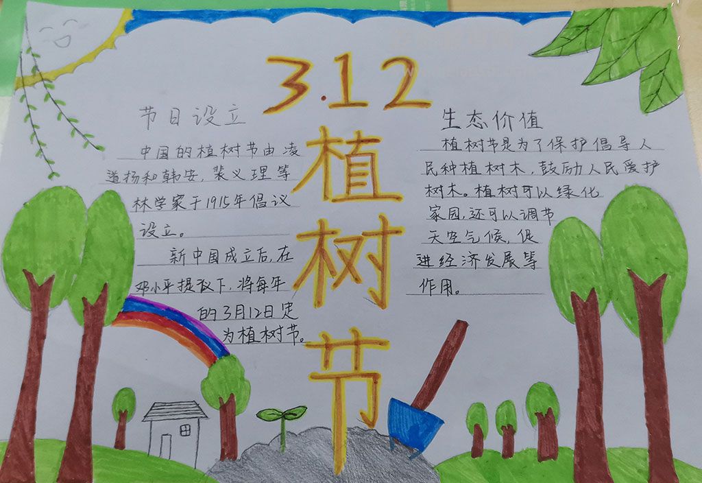3·12中国的植树节手抄报图片