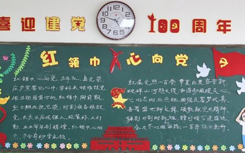 红领巾心向党庆祝建党100周年黑板报图片