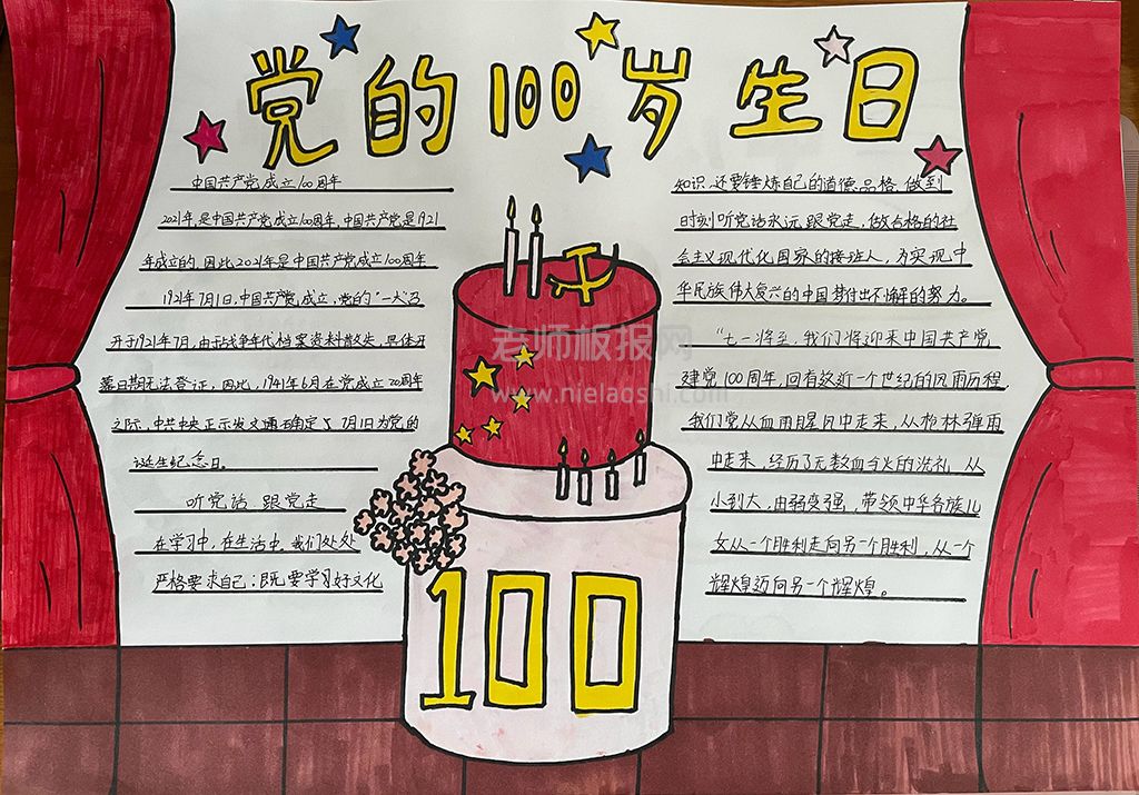 建党节手抄报图片 党的100岁生日