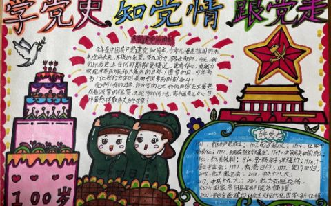 庆祝建党100周年手抄报图片 学党史·知党情·跟党走