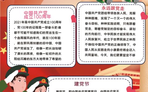 红色党建小报庆祝建党100周年电子手抄报word模板