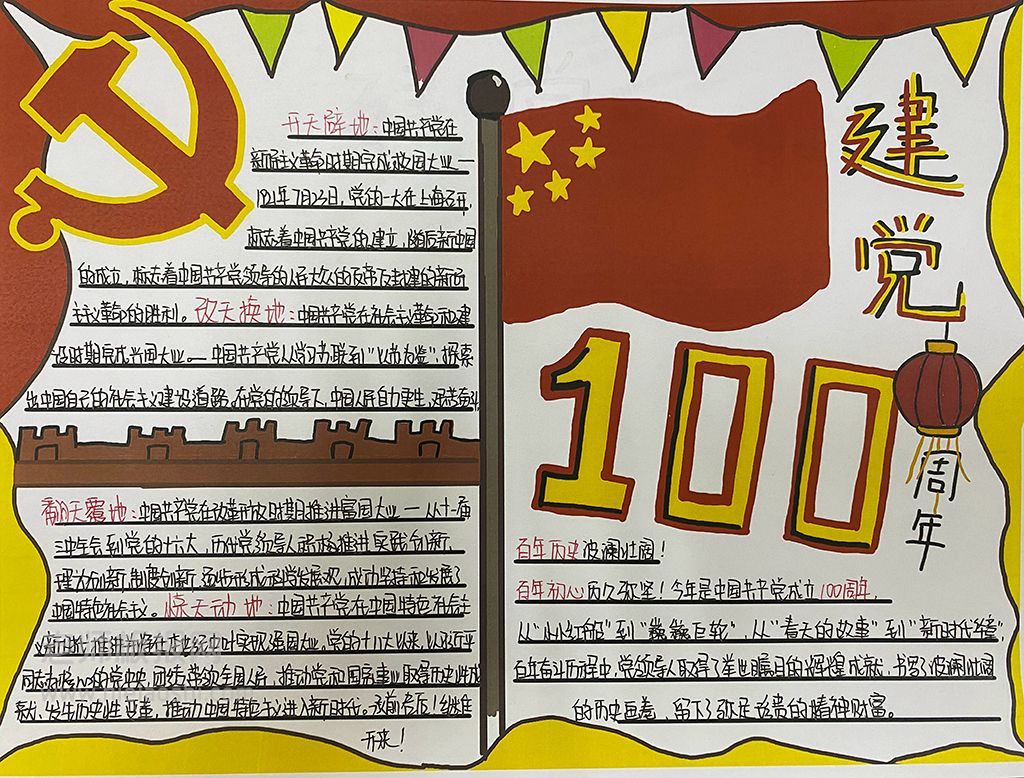 新中国建党100周年手抄报图片