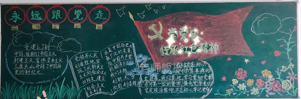 学党史传承红色基因黑板报图片