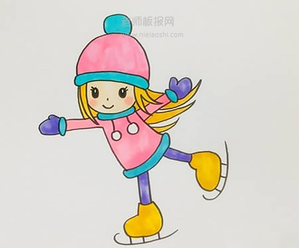 滑冰的小女孩人物简笔画图片