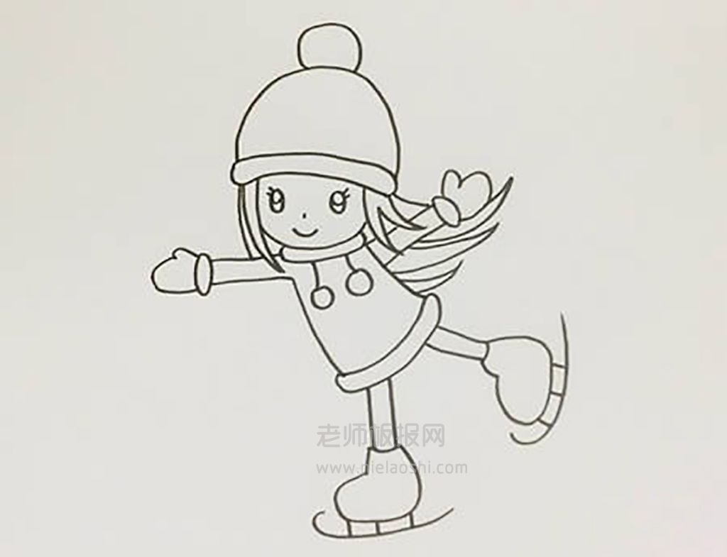 滑冰的小女孩人物简笔画图片