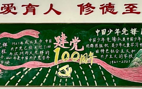 建党100周年中国少年先锋队黑板报