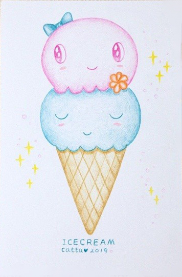 卡爱的双色冰淇淋简笔画图片 双色冰淇淋是怎么画的
