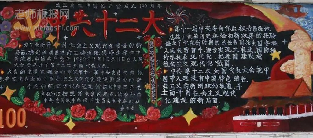 中国共产党十二大代表大会黑板报图片