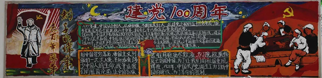 2021年新中国建党100周年黑板报图片