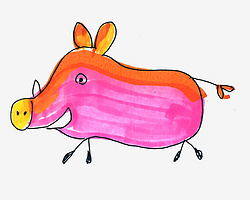 6-7岁儿童画图片 卡通野猪的画法