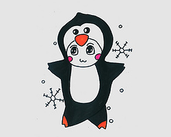 儿童画小企鹅的画法图解教程  简笔画图