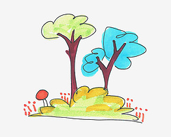 7岁儿童简笔画优秀作品 色彩大树怎么画