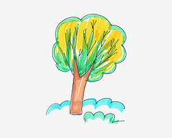 5-8岁儿童画教程 有颜色大树怎么画