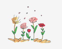 7-9岁儿童简笔画启蒙教程 涂色罂粟花的画法教程