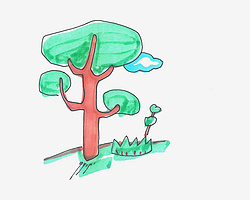 5岁儿童画教程 卡通小大树的画法图解教程