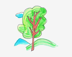 6-9岁简笔画作品 带颜色大树的画法教程