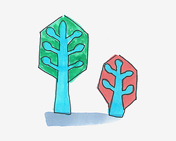 4-5岁简笔画教程 带颜色大树的画法图解教程