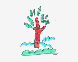 五六岁简笔画优秀作品 卡通大树的画法